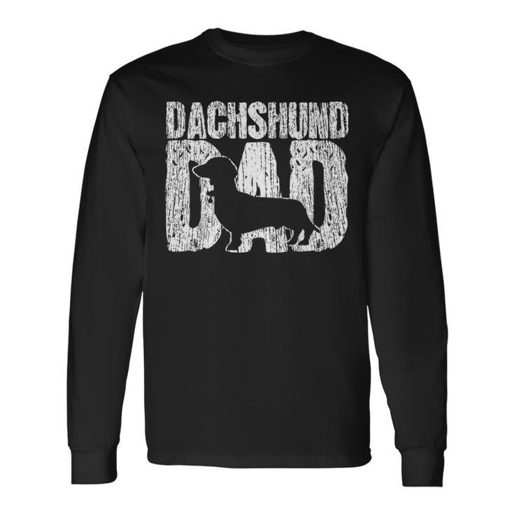 Dachshund Dad Wiener Father Fathers Day Vintage Long Sleeve T-Shirt