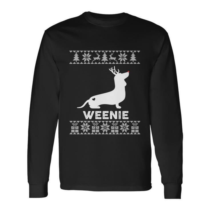 Dachshund Dog Lover Weenie Reindeer Ugly Christmas Sweater Long Sleeve T-Shirt