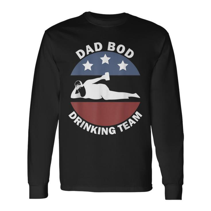 Dad Bod Drinking Team American Us Flag Vintage Fathers Day Long Sleeve T-Shirt
