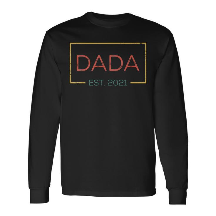 Dada Est 2021 Vintage Promoted To Dada Dad Papa Grandpa Long Sleeve T-Shirt