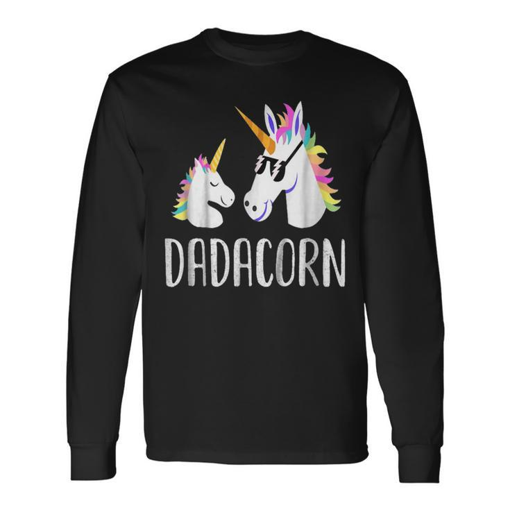 Dadacorn Unicorn Dad And Baby Fathers Day V4 Long Sleeve T-Shirt