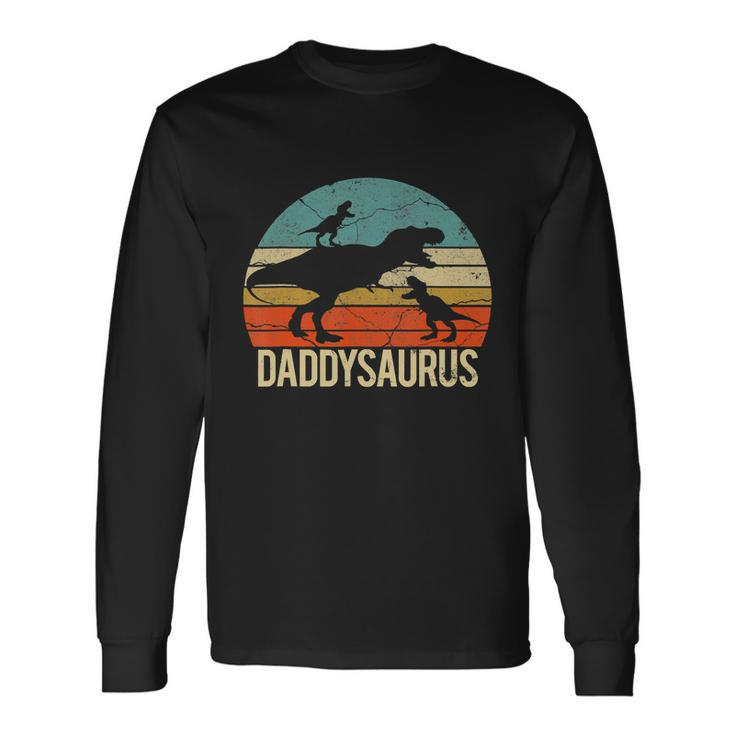 Daddy Dinosaur Daddysaurus 2 Two Christmas For Dad V4 Long Sleeve T-Shirt