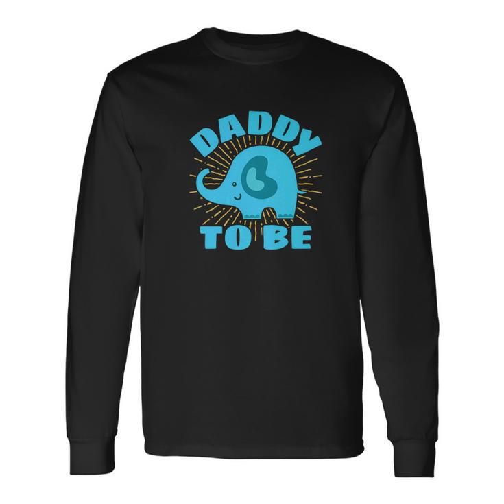 Daddy To Be Elephant Blue Gender Reveal Baby Shower Men Women Long Sleeve T-Shirt T-shirt Graphic Print
