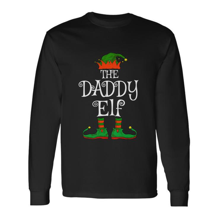 Daddy Elf Matching Christmas Pajama Dad Men Long Sleeve T-Shirt