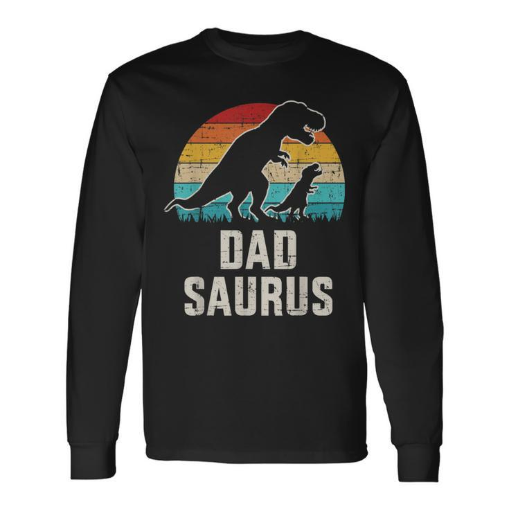 Dadsaurus Dad Dinosaur Vintage For Fathers Day Long Sleeve T-Shirt