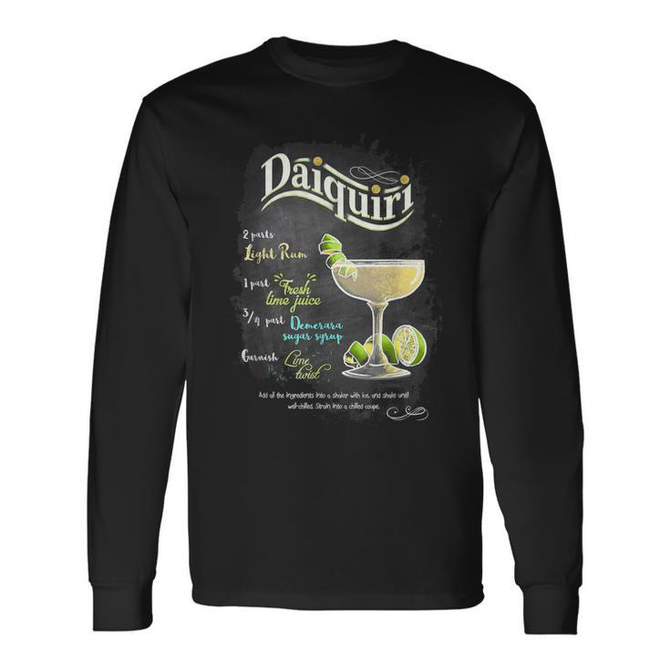 Daiquiri Cocktail Happy Mixologist Hour Bartender  Men Women Long Sleeve T-shirt Graphic Print Unisex