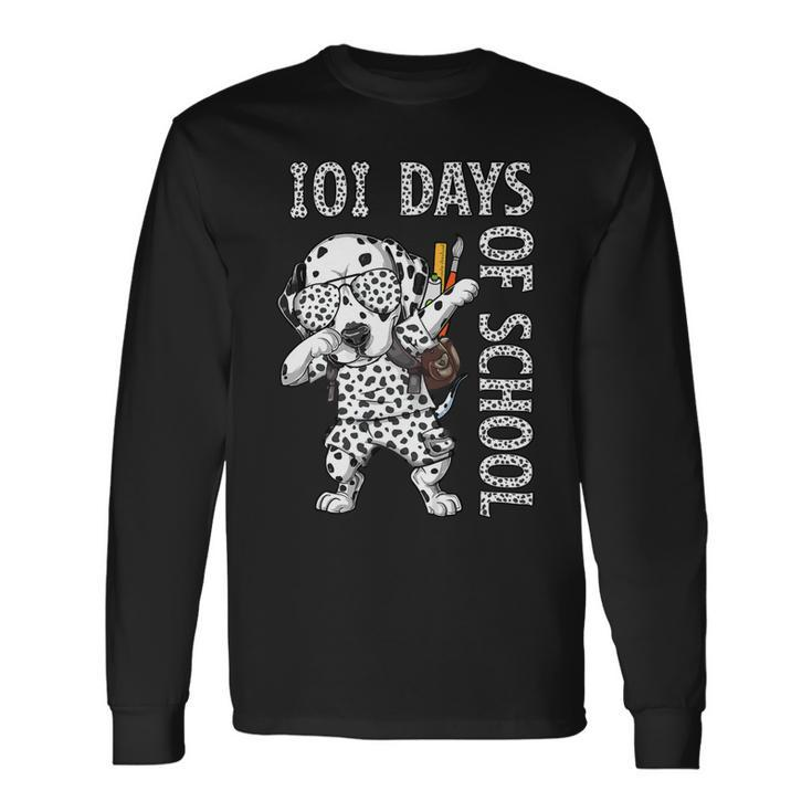 Dalmatian Dog Dabbing 101 Days Of School Dalmatian Dog Teachers 66 Dalmatian Lover Long Sleeve T-Shirt