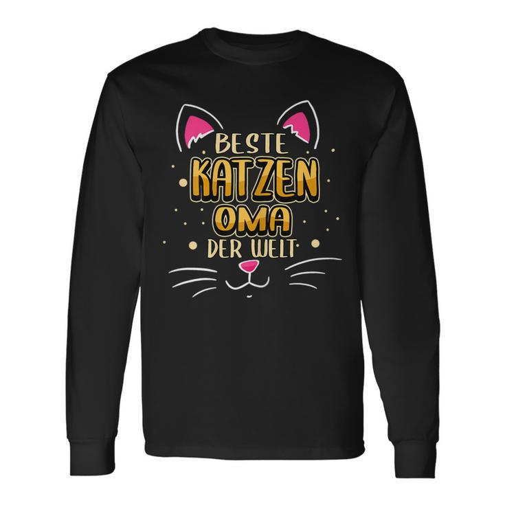 Damen Beste Katzen Oma Der Welt Lustige Sprüche Haustier Oma Langarmshirts Geschenkideen