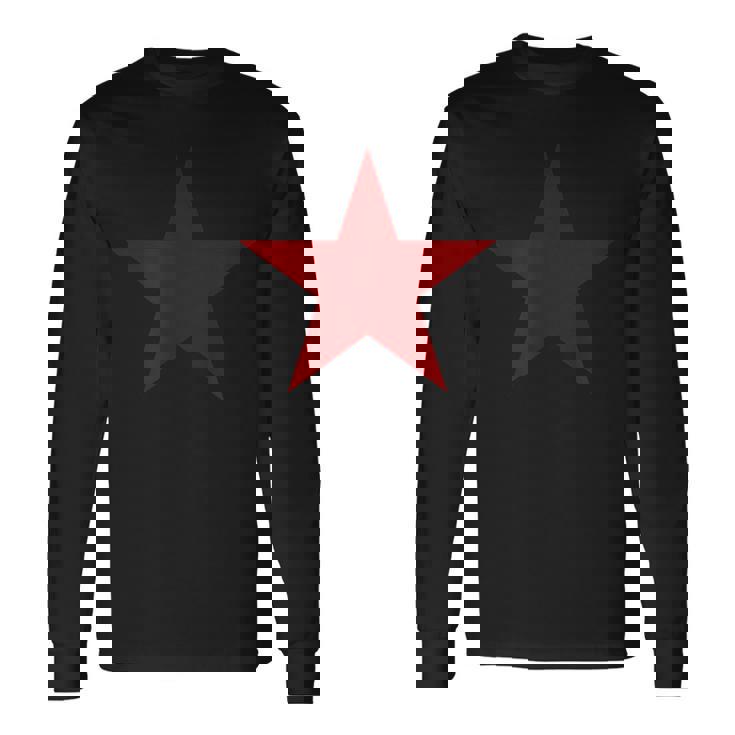 Dark Red Colored Star On Multiple Colors Long Sleeve T-Shirt