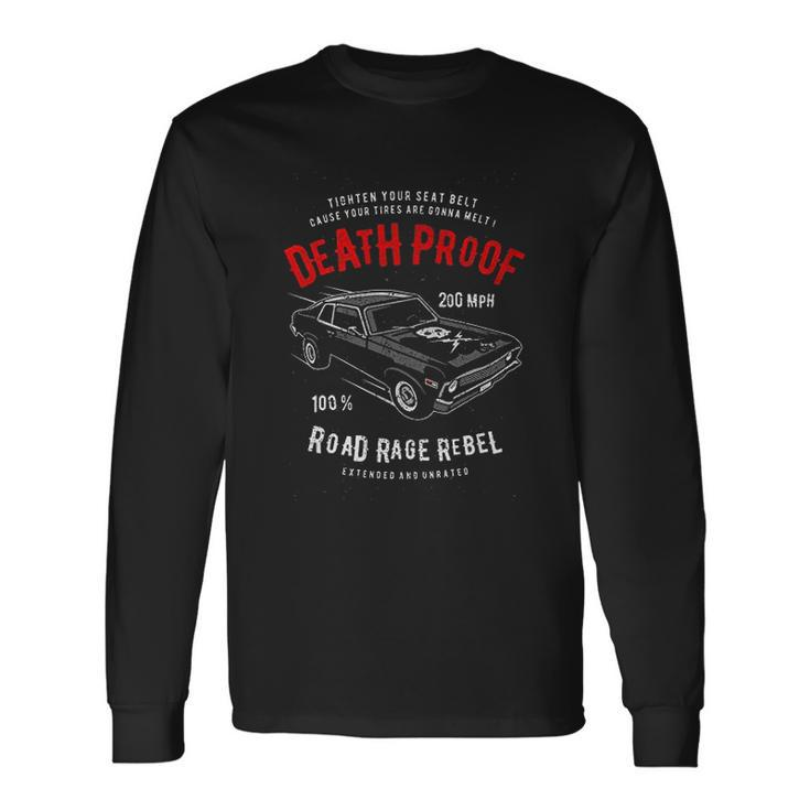 Death Proof Distressed Muscle Car Racing Vintage Skull Lightning Bolts Men Women Long Sleeve T-Shirt T-shirt Graphic Print