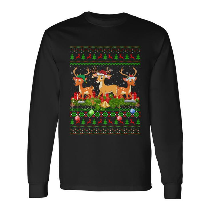 Deer Lover Xmas Lighting Santa Ugly Deer Christmas Long Sleeve T-Shirt Gifts ideas