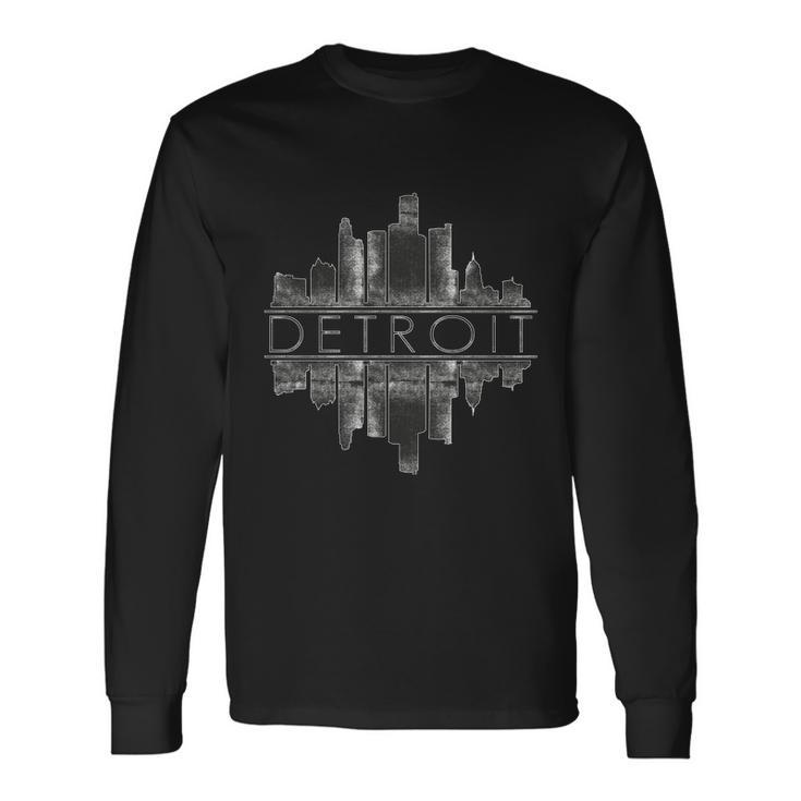 Detroit Mirrored Vintage Skyline Long Sleeve T-Shirt