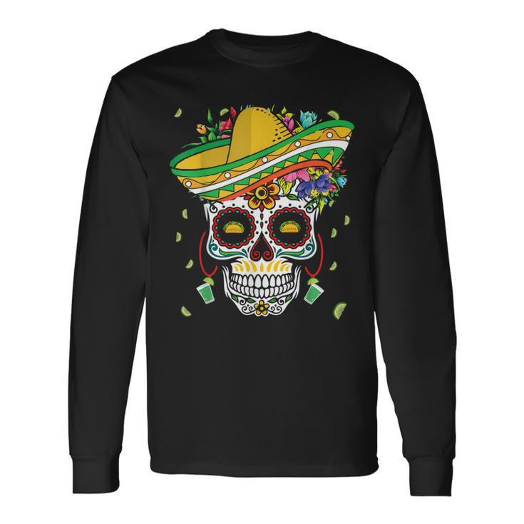 Dia De Los Muertos Colorful Bone Taco Happy Cinco De Mayo Long Sleeve T-Shirt T-Shirt