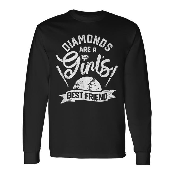 Diamonds Are A Girls Best Friend Softball Baseball Girl Love Long Sleeve T-Shirt T-Shirt Gifts ideas