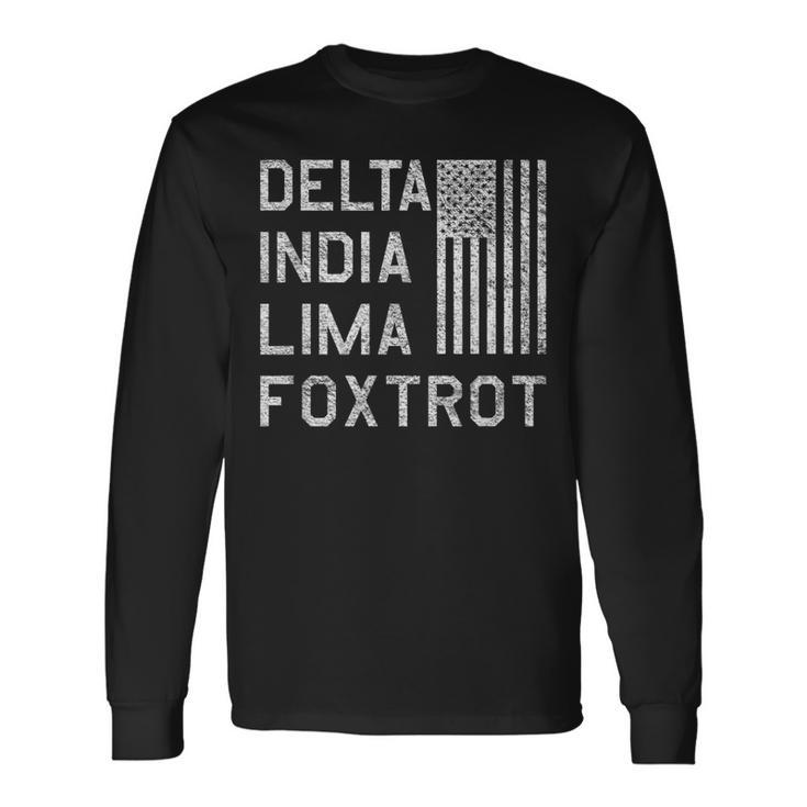 Dilf Delta India Lima Foxtrot Us Flag American Patriot Long Sleeve T-Shirt T-Shirt