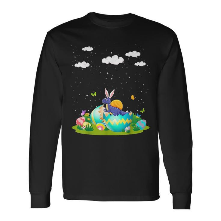Dinosaur Pet Hatched Hatching From Easter Egg Rex Easter Long Sleeve T-Shirt