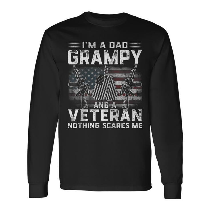Men Distressed Im A Dad Grampy Veteran Fathers Day Long Sleeve T-Shirt