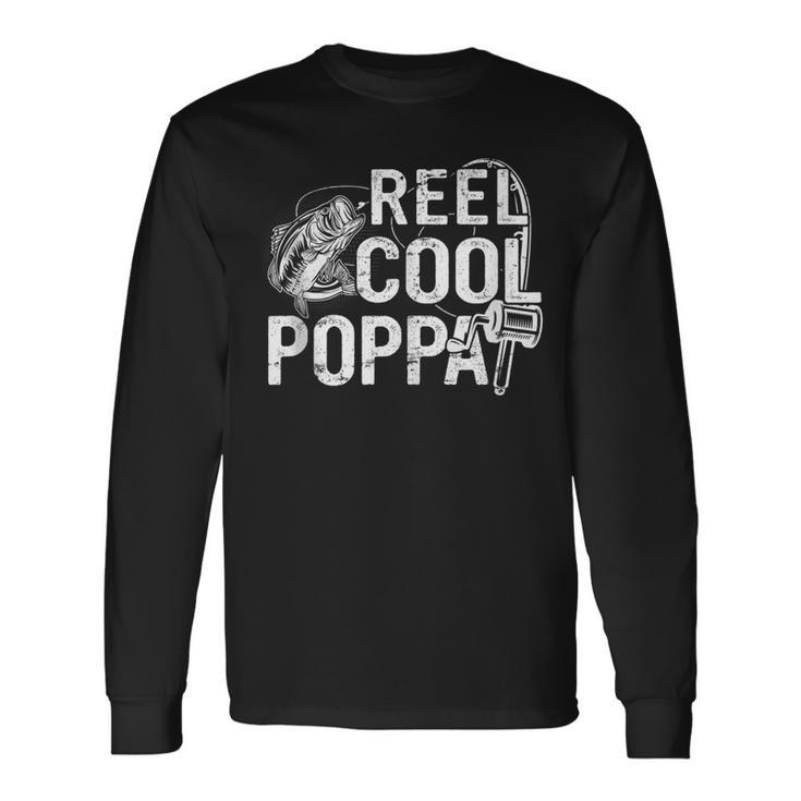 Distressed Reel Cool Poppa Fishing Fathers Day Long Sleeve T-Shirt