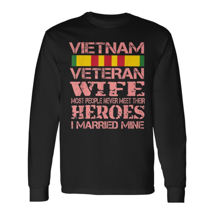 Distressed Vietnam War Veteran Wife Supporter  V2 Men Women Long Sleeve T-shirt Graphic Print Unisex