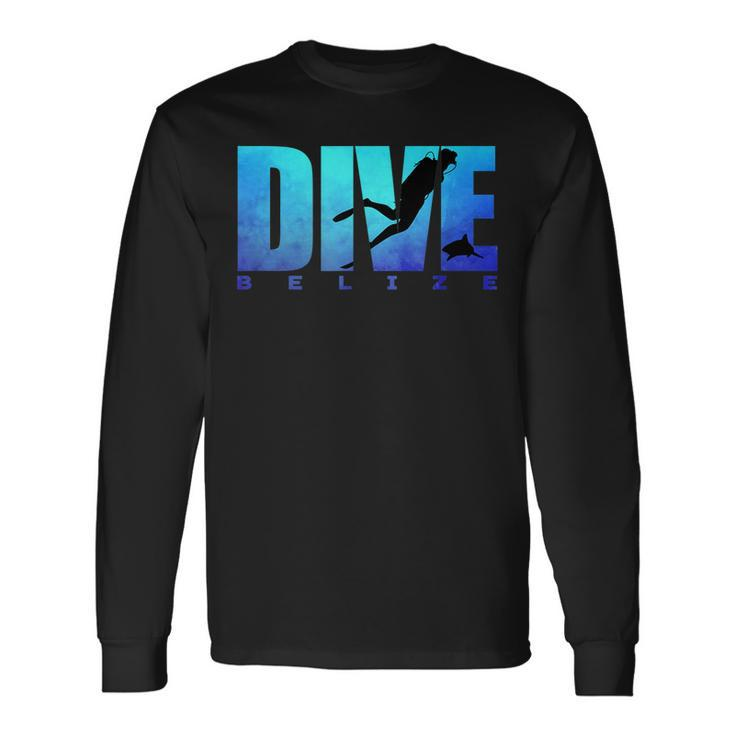 Dive Belize Scuba Diver Shark Diving Snorkeling Caribbean Men Women Long Sleeve T-Shirt T-shirt Graphic Print
