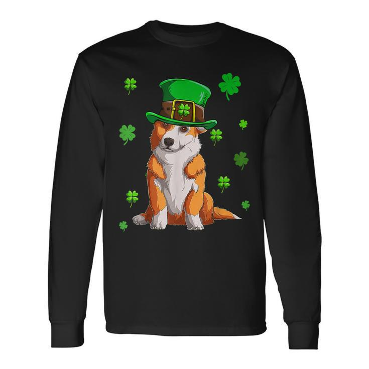 Dog Lovers Cute Corgi St Patricks Day Shamrock Lucky Long Sleeve T-Shirt