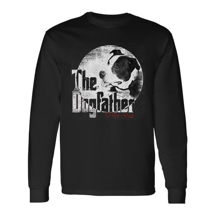 The Dogfather Pitbull Dad Dog Fathers Day Long Sleeve T-Shirt