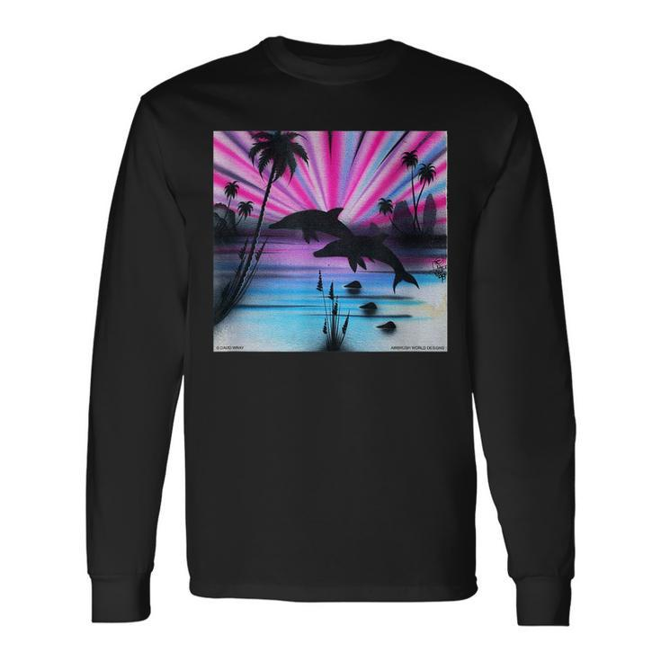 Dolphin Airbrush Painting Sea Creature Ocean Animal Long Sleeve T-Shirt T-Shirt Gifts ideas