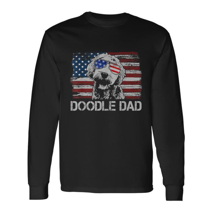 Doodle Dad Goldendoodle Dog American Flag 4Th Of July Long Sleeve T-Shirt