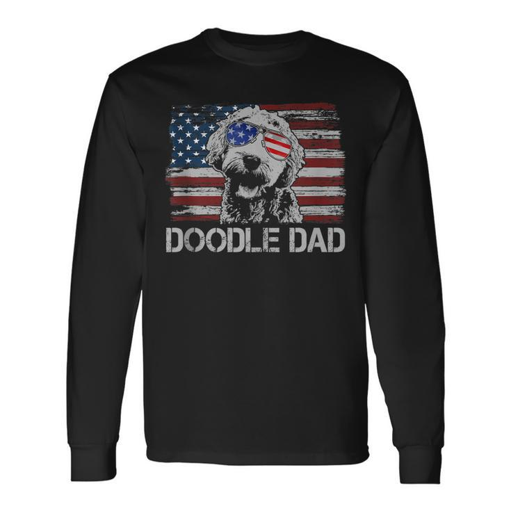 Doodle Dad Goldendoodle Dog American Flag 4Th Of July Men Women Long Sleeve T-Shirt T-shirt Graphic Print