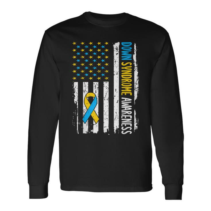 Down Syndrome Awareness American Flag T21 Down Syndrome Long Sleeve T-Shirt T-Shirt