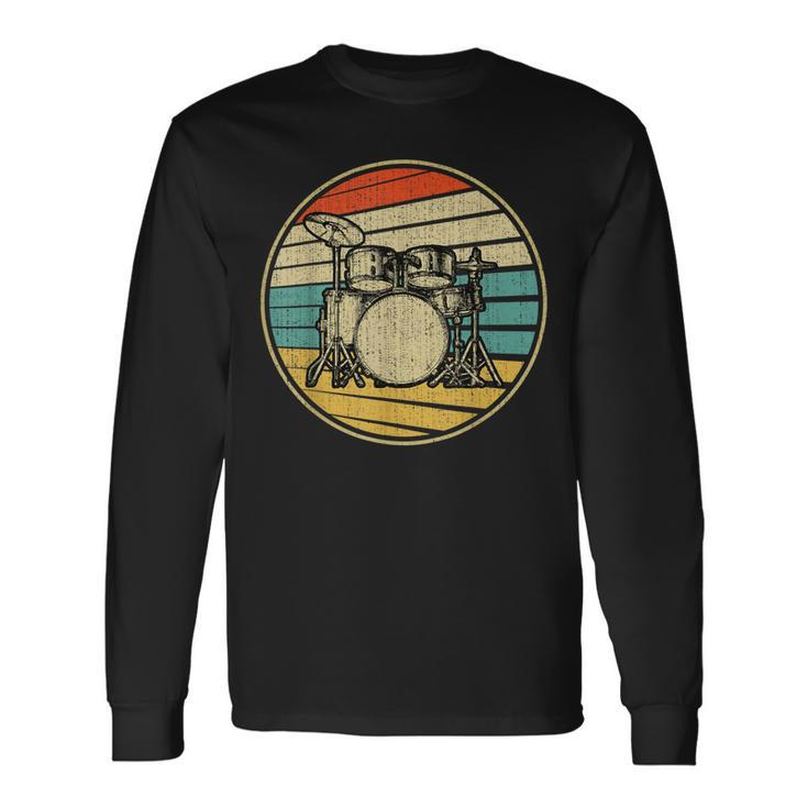 Drums Drummer Band Drumset Retro Vintage Drum Set 70S 80S Long Sleeve T-Shirt T-Shirt