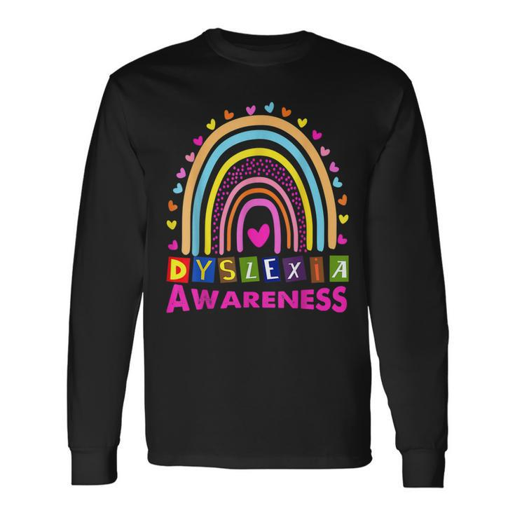 Dyslexia Awareness Month Rainbow Cute Graphic Men Women Long Sleeve T-Shirt T-shirt Graphic Print