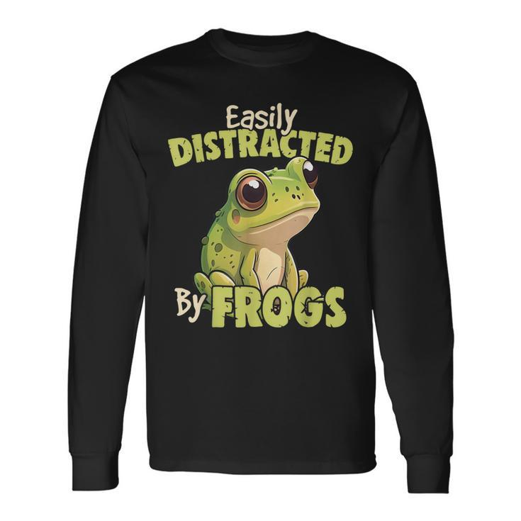Easily Distracted By Frogs Frog Lover Long Sleeve T-Shirt