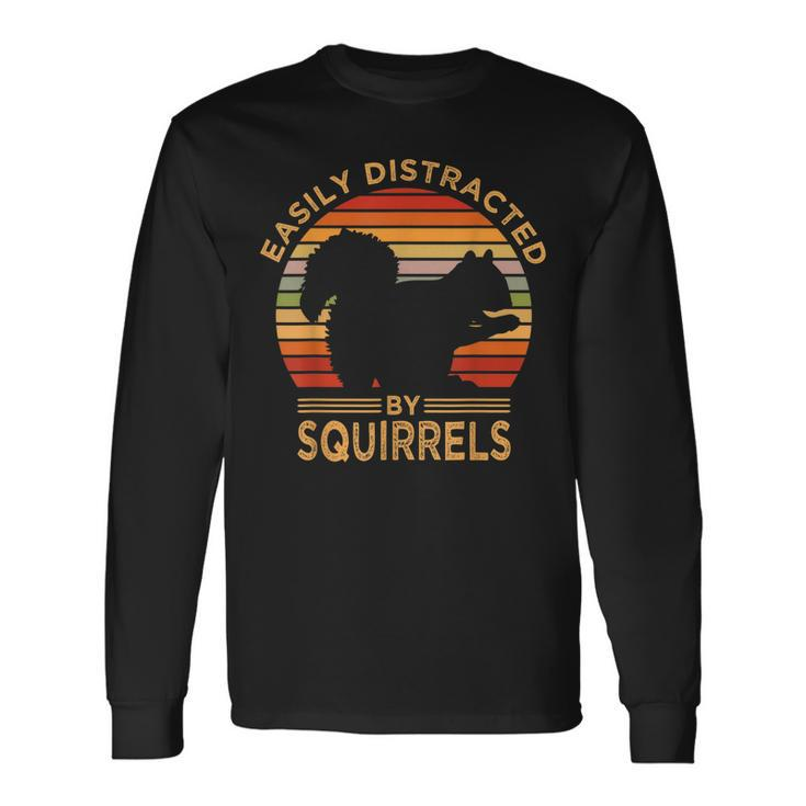 Easily Distracted By Squirrels Vintage Squirrel Long Sleeve T-Shirt