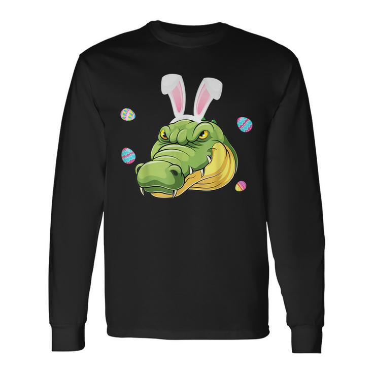 Easter Bunny Alligator Cute Face Sunglasses Hunting Eggs Long Sleeve T-Shirt T-Shirt