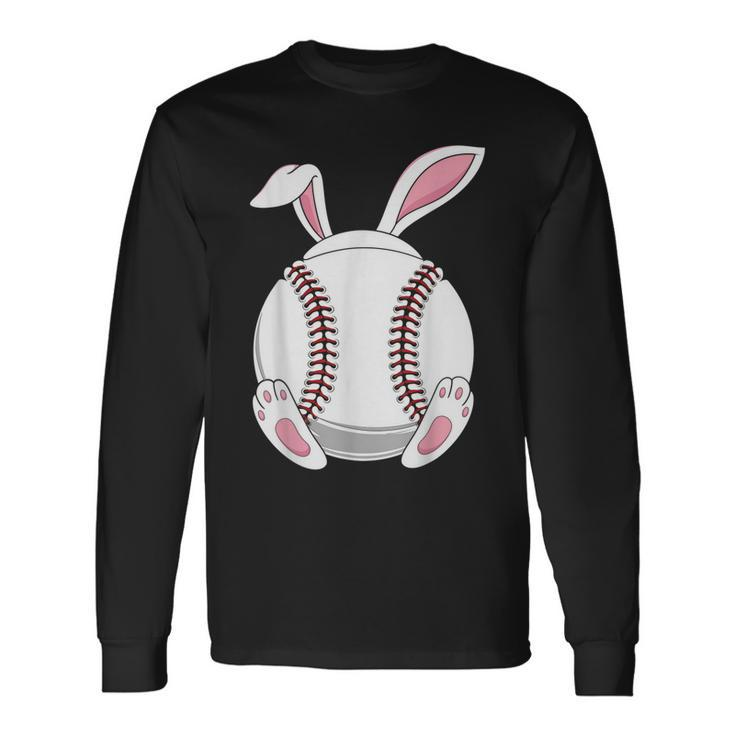 Easter Bunny Baseball Easter Baseball Rabbit Ears Long Sleeve T-Shirt