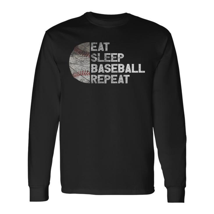 Eat Sleep Baseball Repeat Baseball Fun Long Sleeve T-Shirt