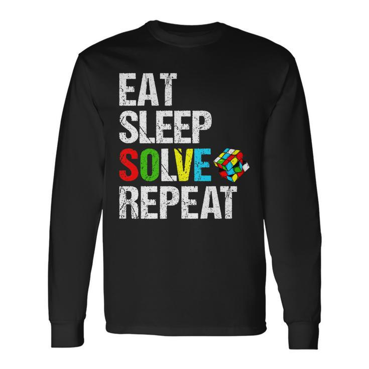 Eat Sleep Solve Repeat Speed Cubing Puzzle Cube Lover Long Sleeve T-Shirt