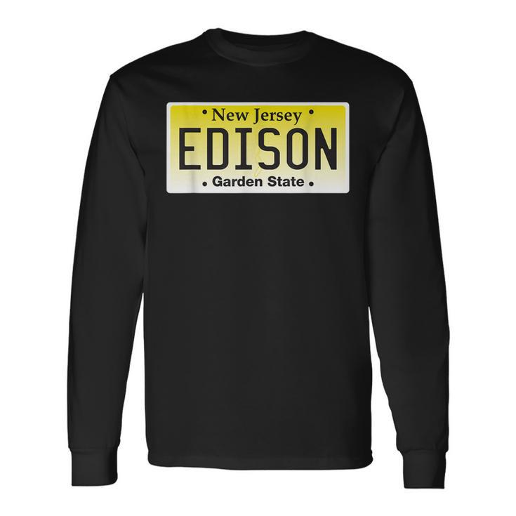 Edison New Jersey Nj License Plate Home Town Graphic Long Sleeve T-Shirt