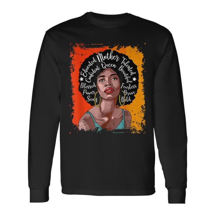 Educated Mother Talented Confident Queen Beautiful Bhm Long Sleeve T-Shirt