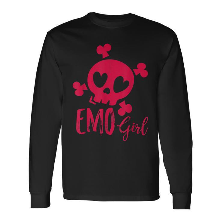 Emo Girl Pink Skull Emo Goth Music Ns Emotional Long Sleeve T-Shirt T-Shirt