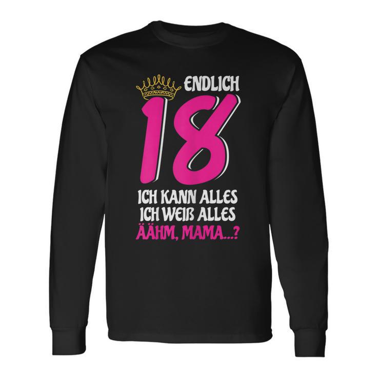 Endlich 18 Langarmshirts für Damen, Lustiges Volljährig Mädchen Geburtstagsshirt Geschenkideen