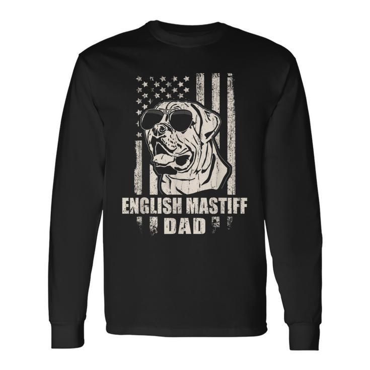 English Mastiff Dad Cool Vintage Retro Proud American Long Sleeve T-Shirt