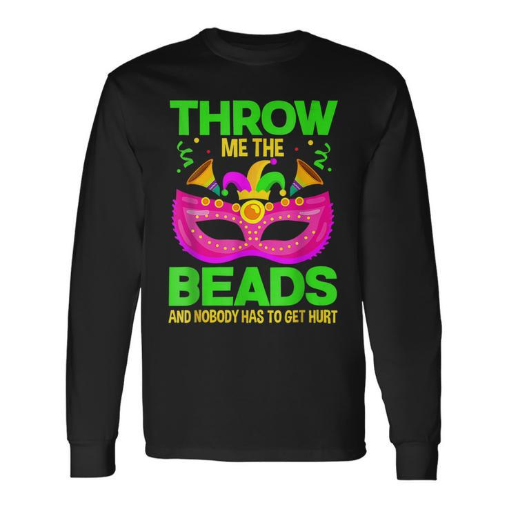 Fat Tuesdays Throw Me The Beads Mardi Gras New Orleans Long Sleeve T-Shirt