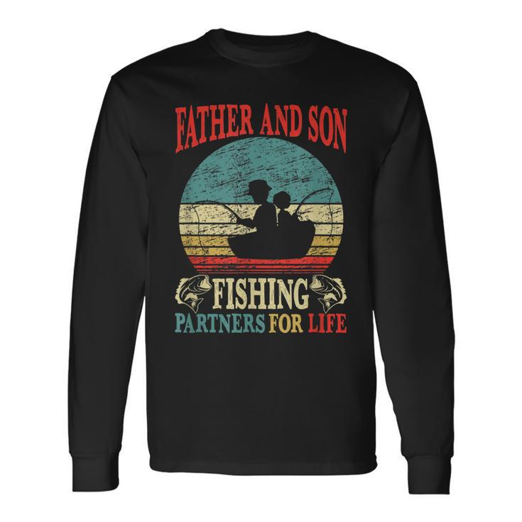 Father Son Fishing Partners For Life Vintage Dad Matching Long Sleeve T-Shirt