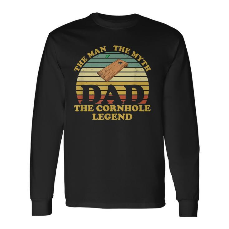 Fathers Day Vintage Dad Man Myth Cornhole Legend V2 Long Sleeve T-Shirt Gifts ideas