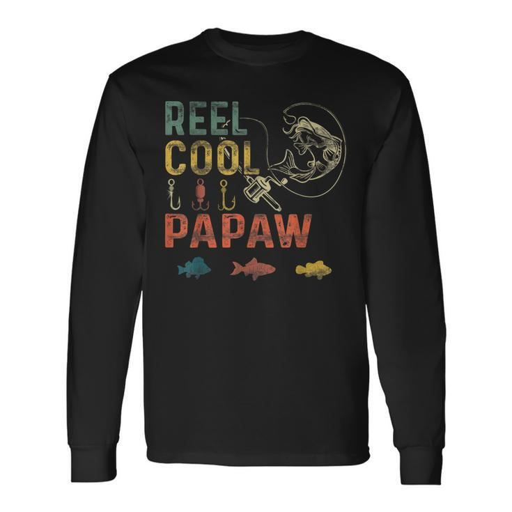 Fathers Day Vintage Fishing Reel Cool Papaw Long Sleeve T-Shirt