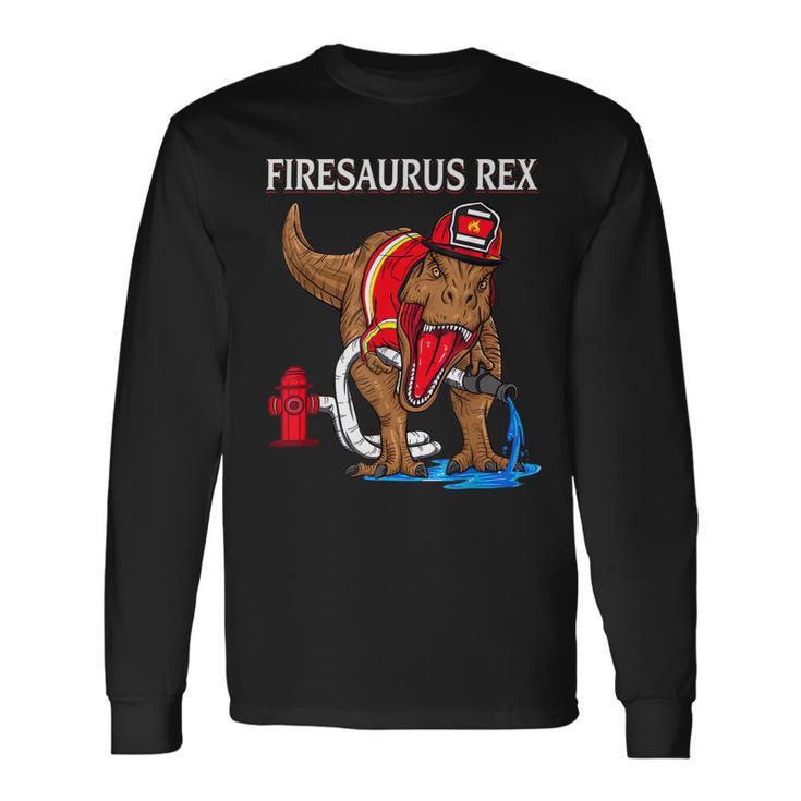 Feuerwehrmann Rex Dinosaurier Langarmshirts, Kinder Tee für Jungen Geschenkideen