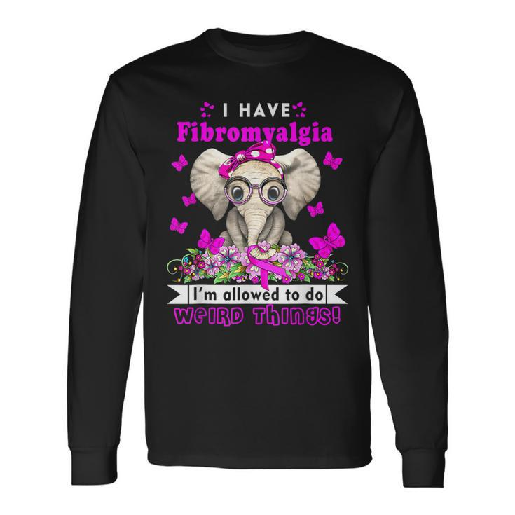 I Have Fibromyalgia Awareness Month Elephant Purple Ribbon Long Sleeve T-Shirt T-Shirt