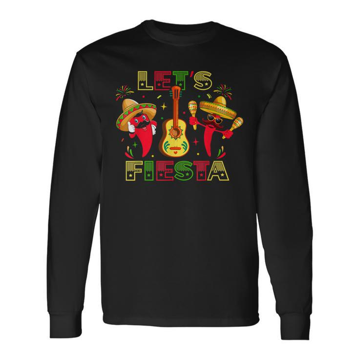 Lets Fiesta Cinco De Mayo Dancing Mexican Taco Griddy Long Sleeve T-Shirt T-Shirt